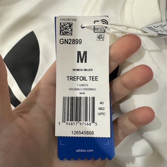 Adidas Women Trefoil Short Sleeve T-Shirt White/Black Size Medium GN2899 NEW - Picture 3 of 3